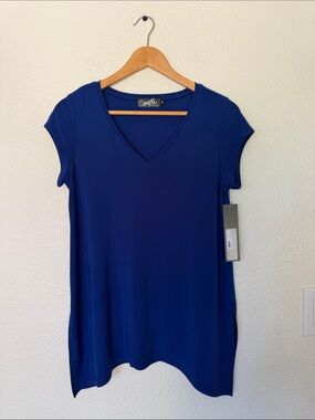 NWT sympli Women's V-Neck Short Sleeve Top — Deep Blue